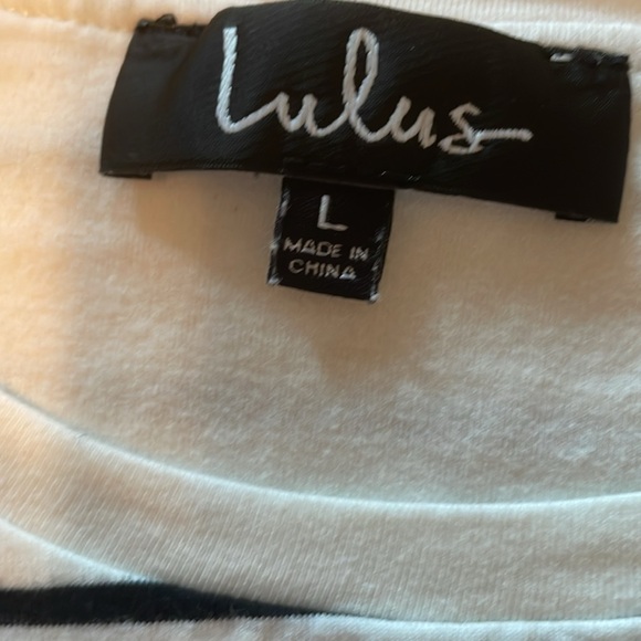 Lulu’s Cafe Society Black & Cream Striped Shirt Dress Size Large - Picture 3 of 10